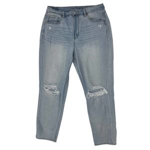 AE American Eagle Mom Jeans Womens Size 12 Distressed Destroyed Light Wash